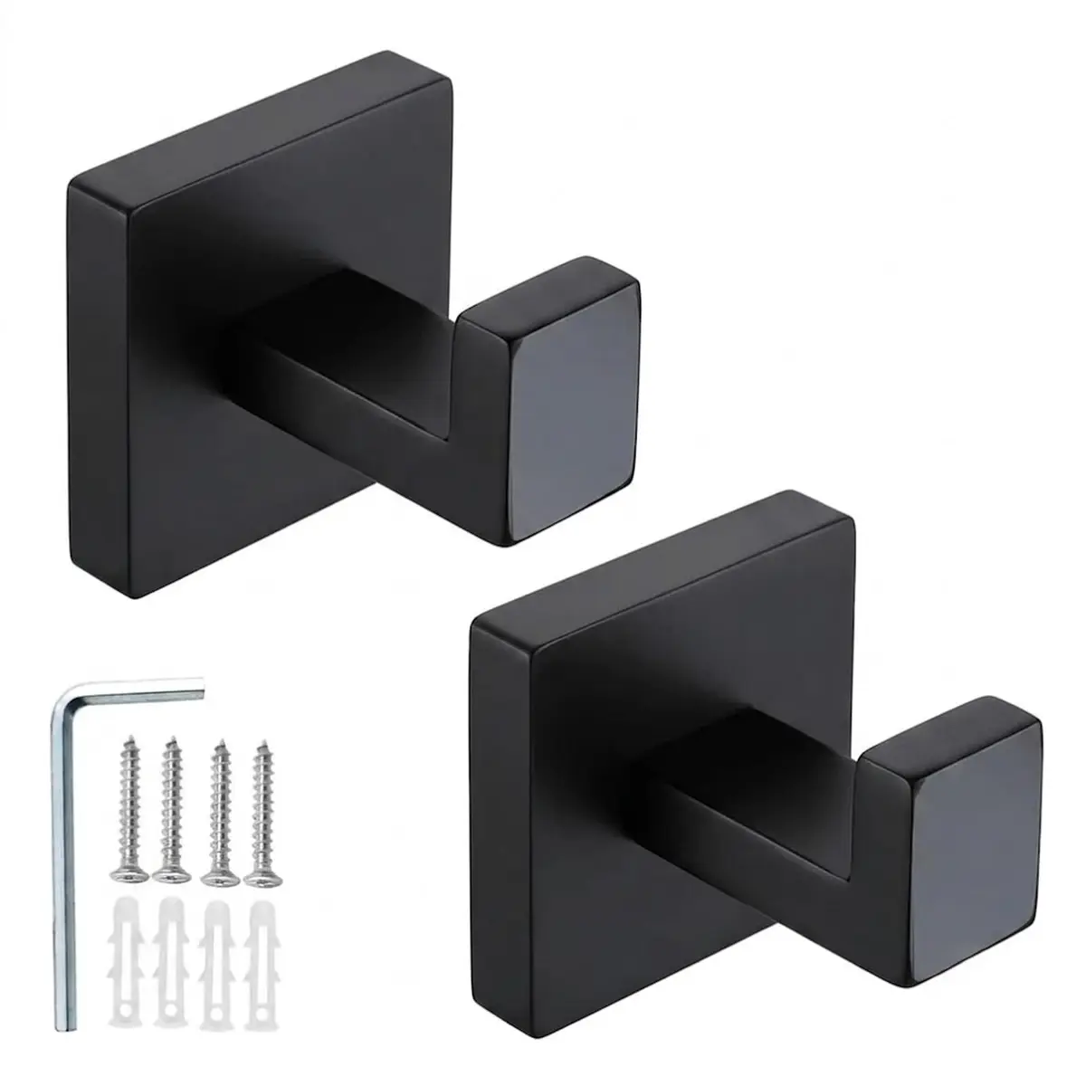 Kit 2 Ganchos Para Banheiro Suporte Toalha Cabideiro Banheiro Multiuso Acero De Inox 304 Gancho Parede, Preto - 1
