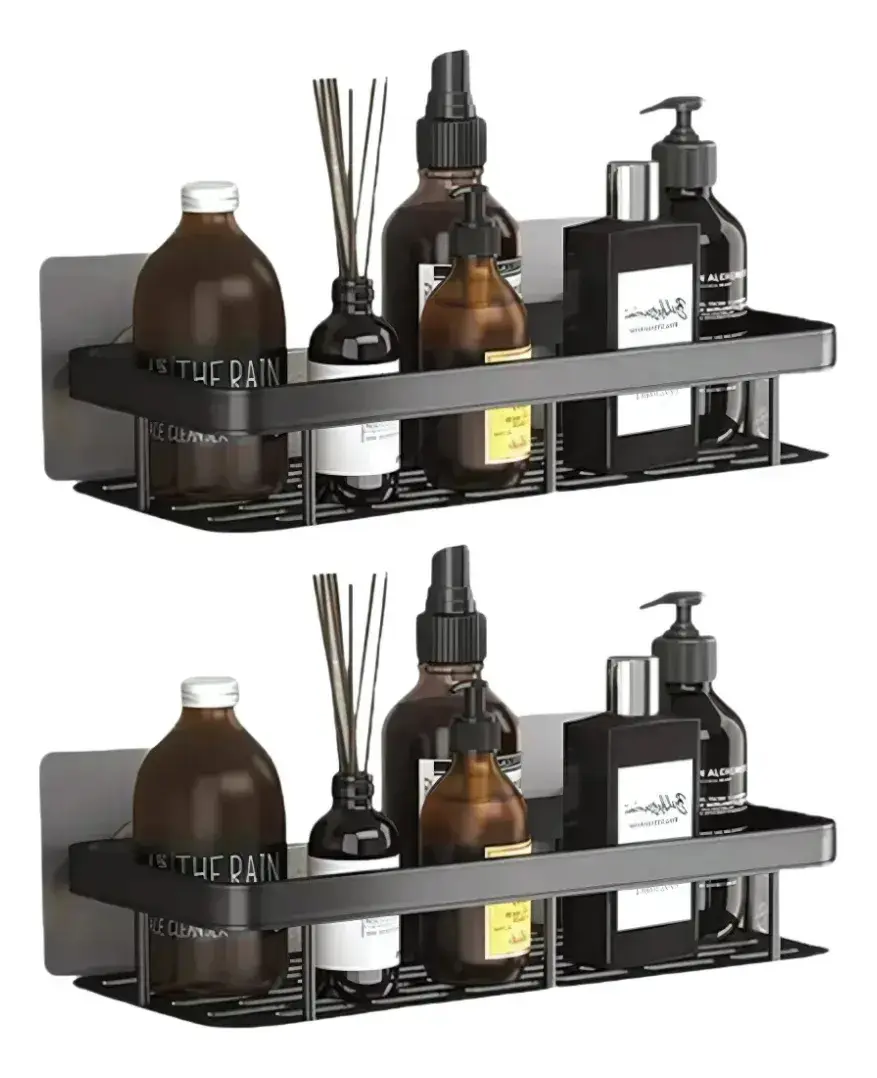 Kit 2 Suporte Porta Shampoo Duplo Sabonete Banheiro Prateleira Parede Box - 1