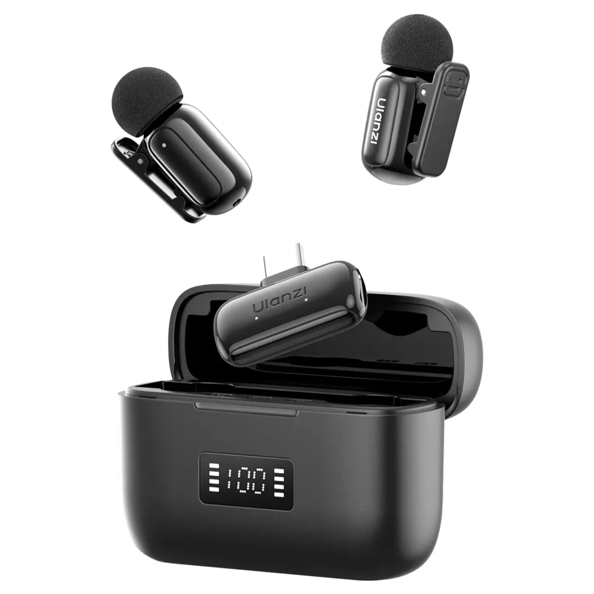 ULANZI A200 Microfone de Lapela Sem Fio para iPhone e Android, Mini, Bluetooth, Tipo C, Qualidade Áudio 48kHz/24bit, Alcance 100m, Duração 6h, Gravação Profissional para Vídeos, Podcasts e Entrevistas - 1