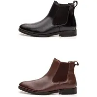 Kit 02 Botas Masculina de Couro Chelsea Clube do Sapato de Franca DFT KIT Houston Preto/Marrom - 1