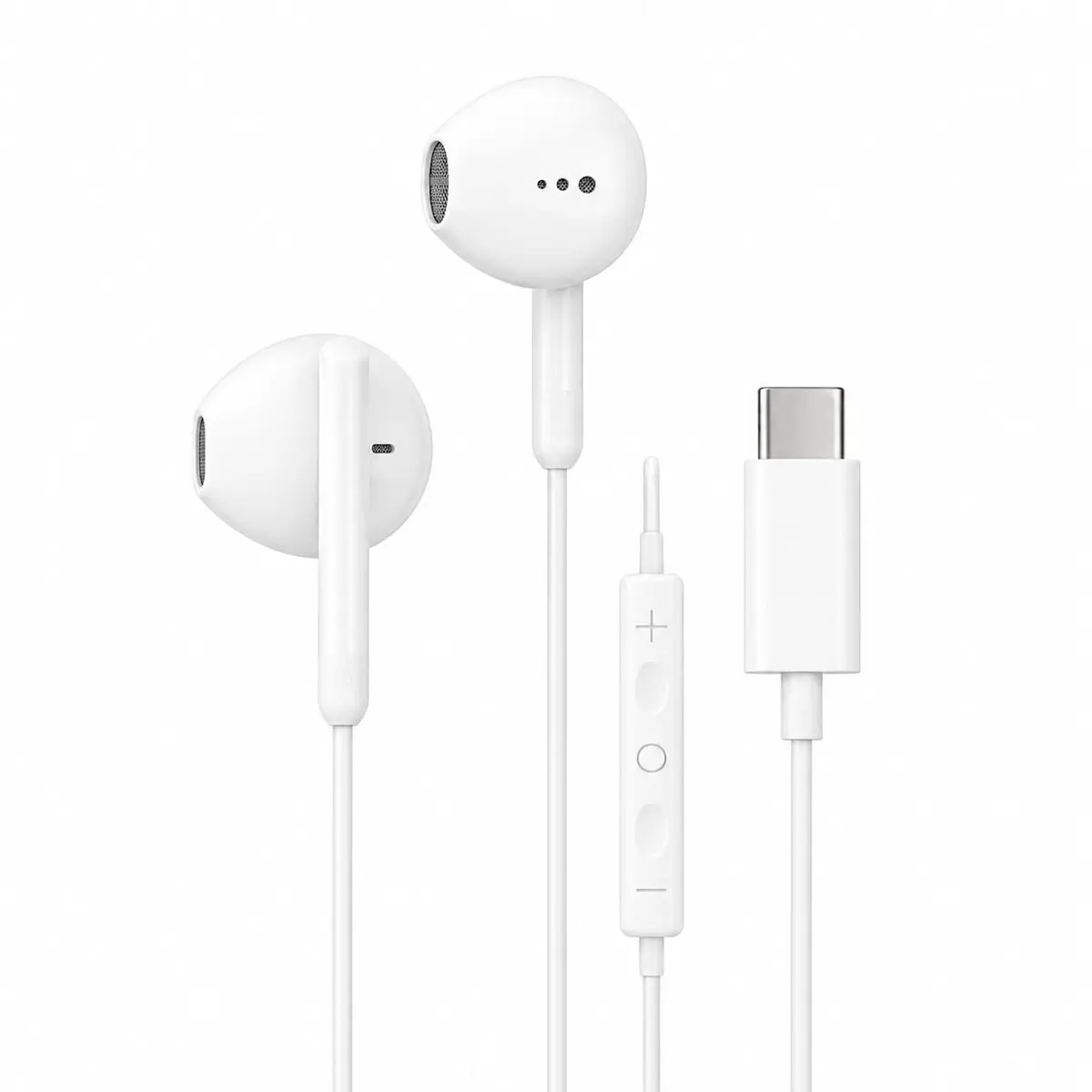 Fone com Fio USB-C, Plug & Play, com Microfone e Controle (Branco)