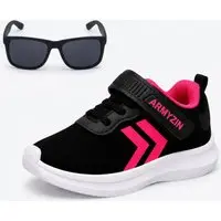 Infantil - Tênis Feminino Leve Confortável Macio Preto Rosa Armyz+Oculos