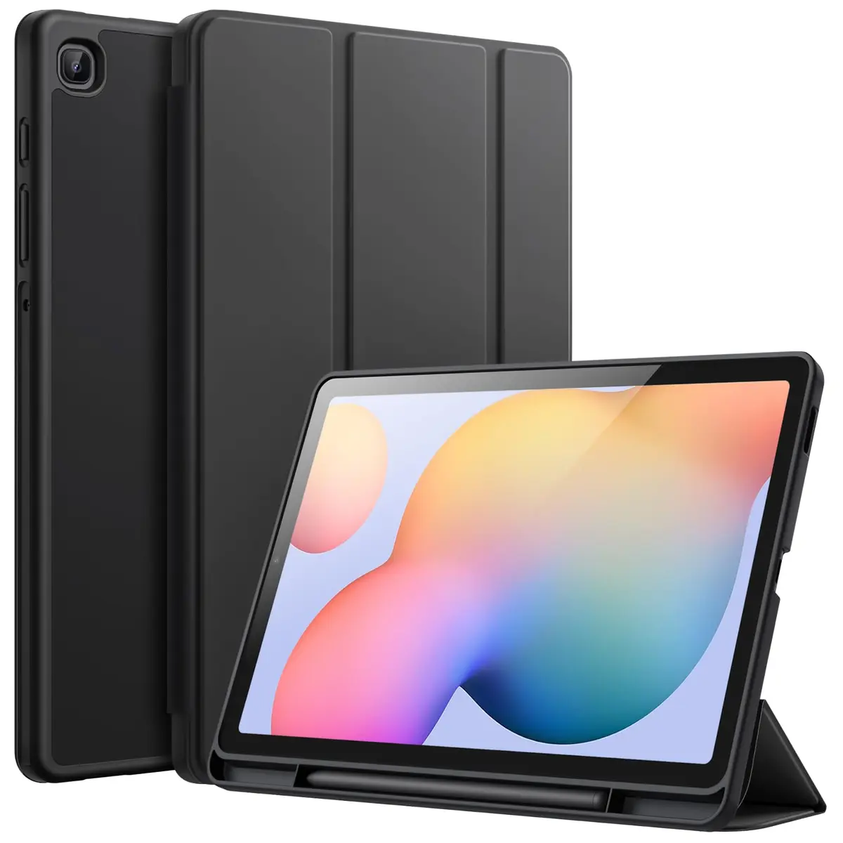 JETech Capa Protetora para Samsung Galaxy Tab S6 Lite 10,4", Preto | TPU Macio, Design de Suporte Triplo, Ativação/Repouso Automático, Leve À Prova de Choque