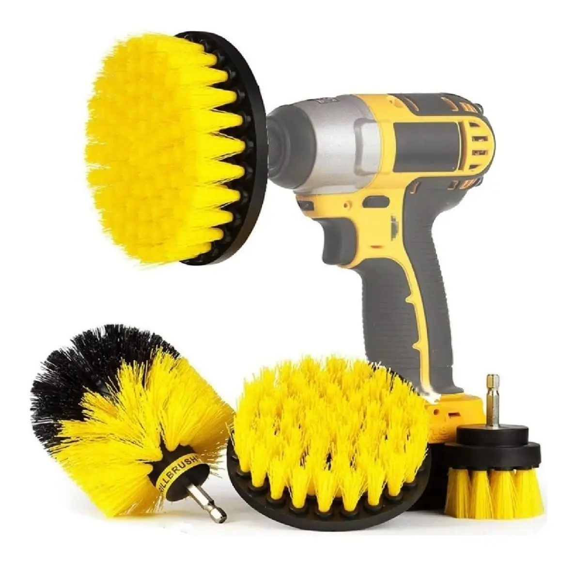 Kit 3 Escovas de Limpeza para Parafusadeira Furadeira Acessorio Multiuso Automotivo Estofado Cozinha Banheiro Piso Eletrodomesticos
