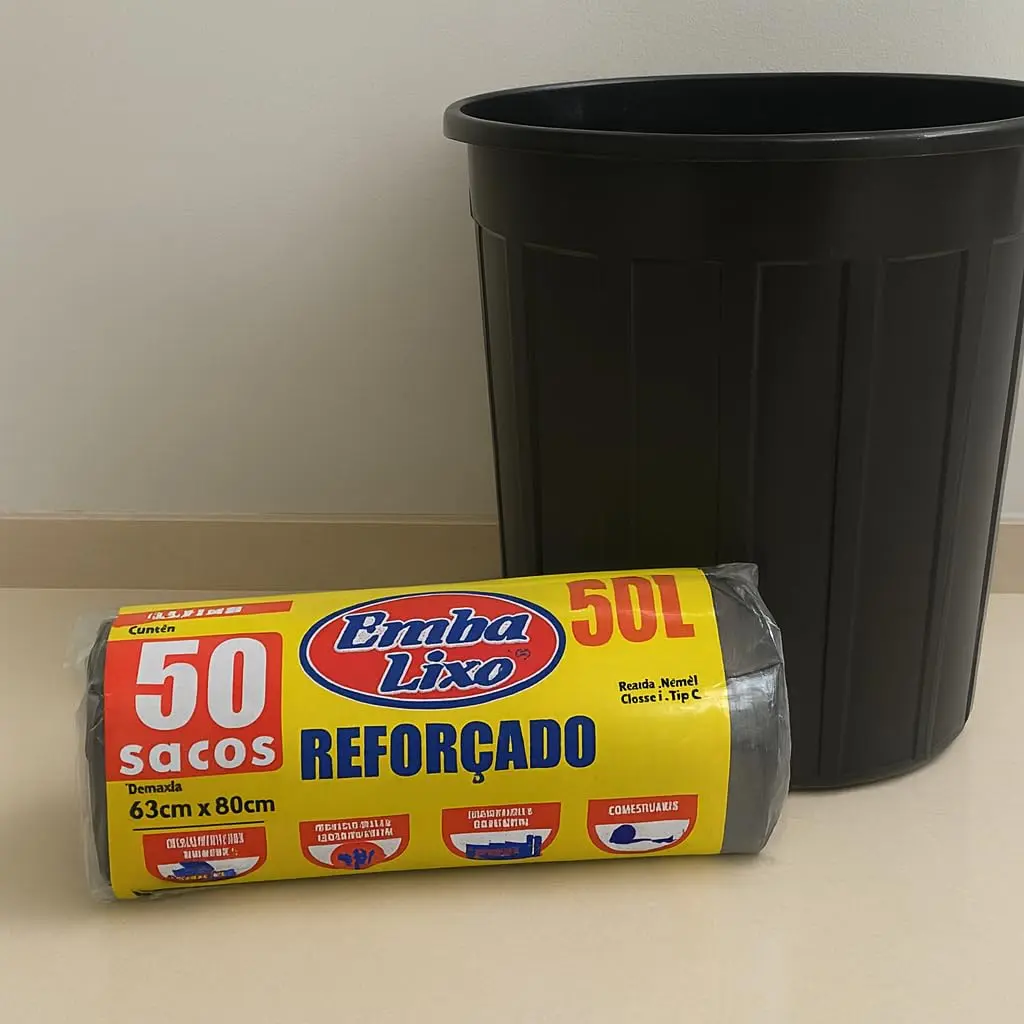Saco de Lixo Reforçado 50 Litros Pacote com 50 Sacos Pretos Resistentes