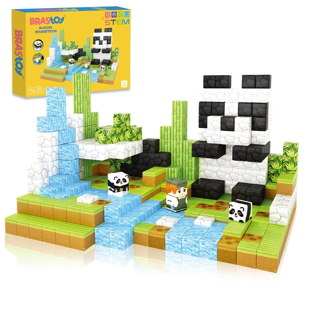 Brastoy Blocos de Montar Construção Cubos Magnéticos STEM Brinquedos Infantil (70 Peças)