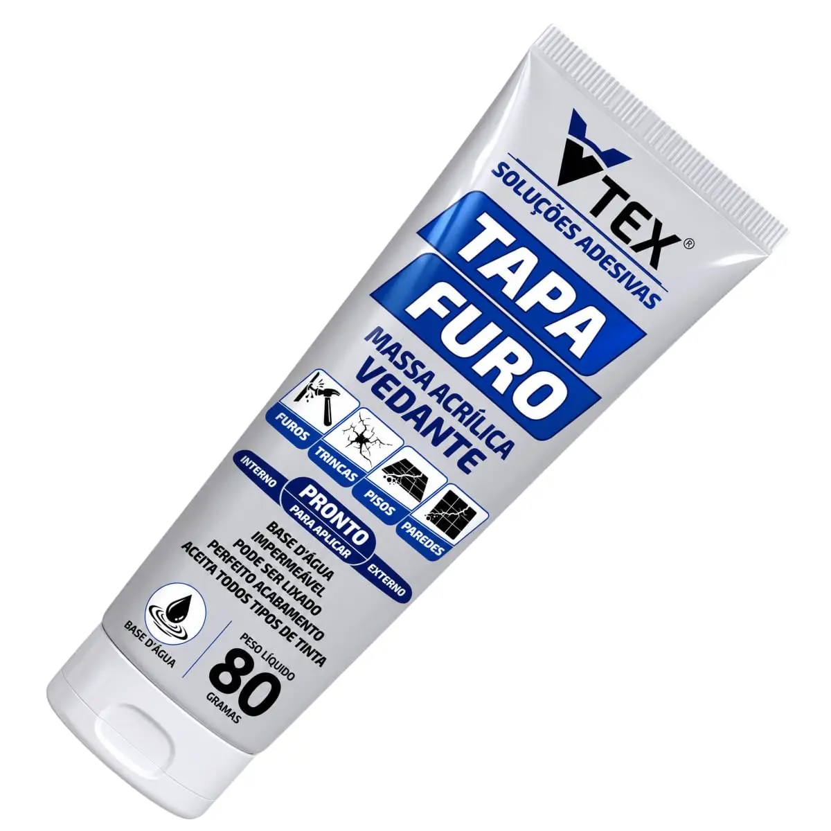 Tapa Furo Selante premium para paredes e lascados VTEX 80G BRANCO | Tapa furo branco, selagem Premium para tapar furos e buracos de paredes, Pronto uso, Fácil aplicação