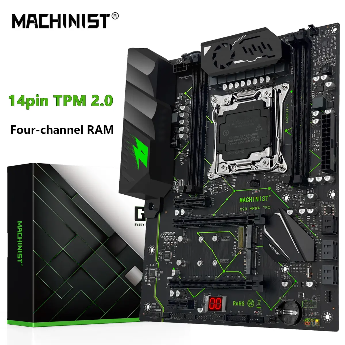 Placa-mãe MACHINIST X99 MR9A PRO com suporte à interface TPM2.0, LGA 2011-3, CPU Xeon E5 V3 V4, RAM DDR4 de quatro canais, NVME M.2 *2 ATX. - 1