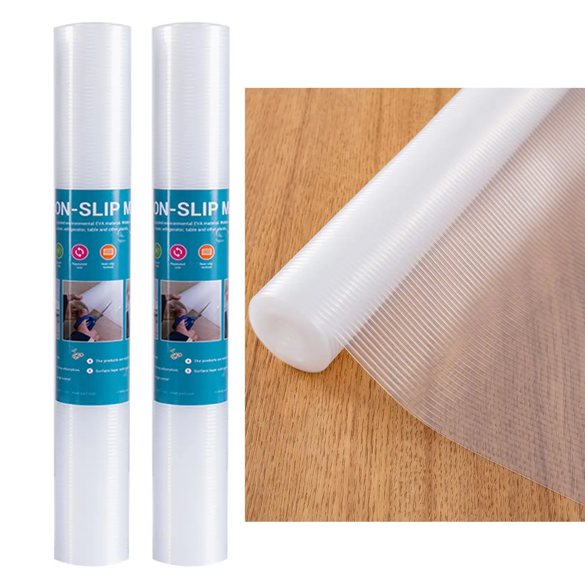 Kit 2 Forro de Gavetas Antiderrapante PEVA 45x150cm - Impermeável, Transparente para Cozinha, Armário, Geladeira e Prateleiras (Lines) - 1