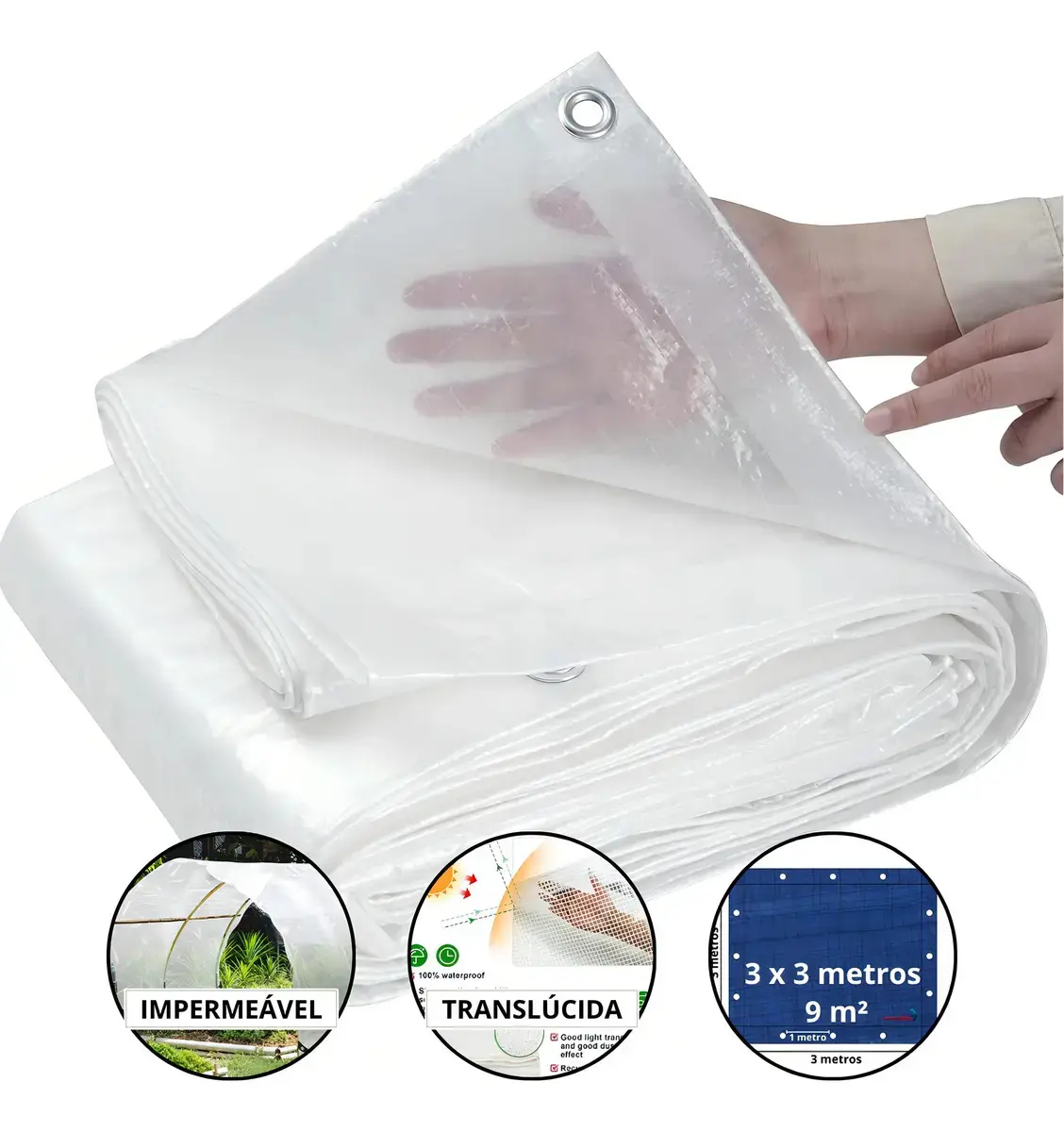 Lona Transparente Impermeável Plástica Multiuso 3x3 70 Gsm - 1