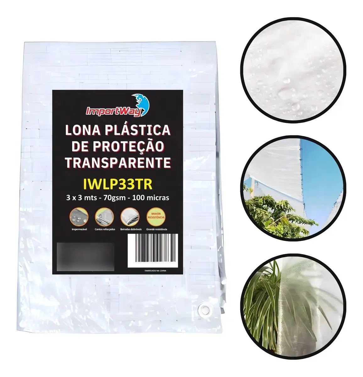 Lona Transparente Impermeável Plástica Multiuso 3x3 70 Gsm thumbnail 2