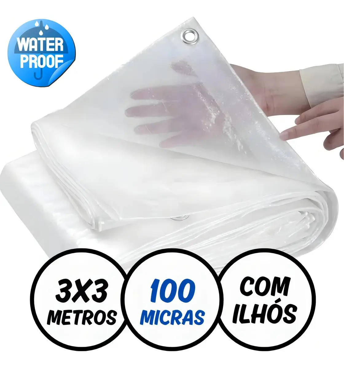 Lona Transparente Impermeável Plástica Multiuso 3x3 70 Gsm thumbnail 3
