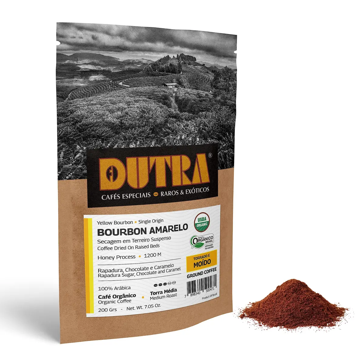 Bourbon Amarelo, Café Dutra, Ogânico Especial, Microlote, Torrado e Moído, 200g - 1
