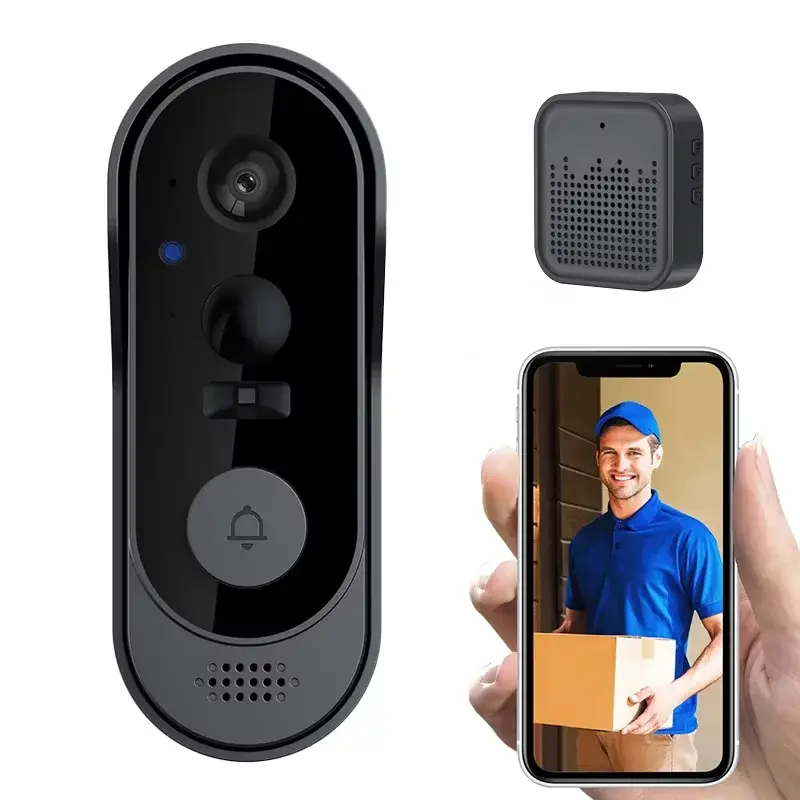 Campainha com Câmera WIFI Tuya, Intercomunicador de Vídeo HD, Campainha Sem Fio à Prova d'Água para Exterior, Proteção de Segurança, Visão Noturna IR, Casa Inteligente - 1