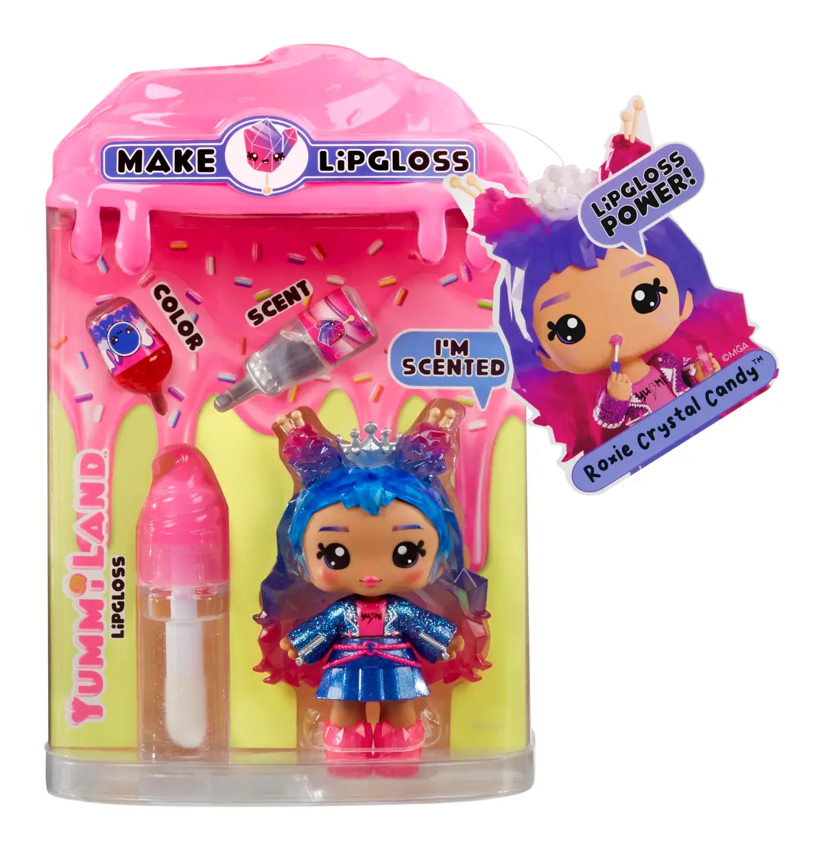 Yummiland Lip Gloss Doll Series 2- Rock Candy (Roxie Crystal Candy), Rosa