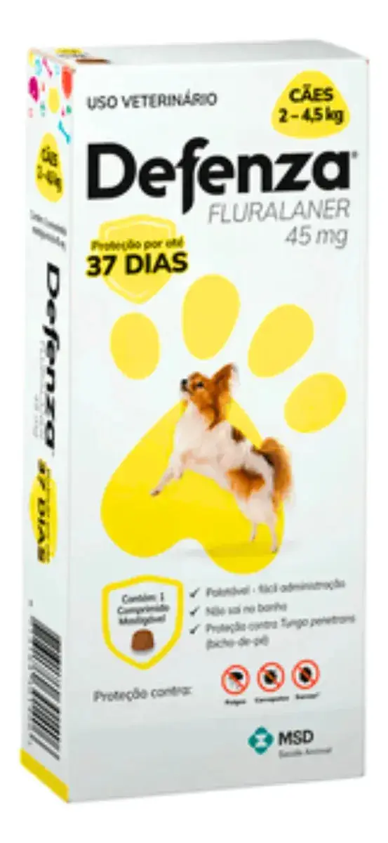 Antipulgas Defenza 45mg Cães De 2 A 4,5kg 1 Comprimido Msd - 1