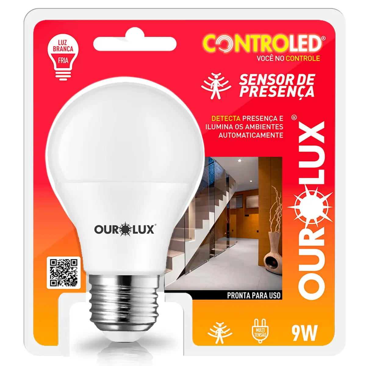 Ourolux Controled 9W Sensor De Presenca 6500K - 1