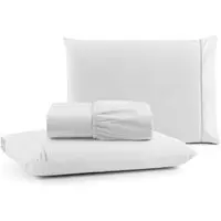Jogo Cama Lençol Casa Scarpa Bali Casal Padrão Percal 180 Fios Algodão Ponto Palito 3 Peças - Branco - 1