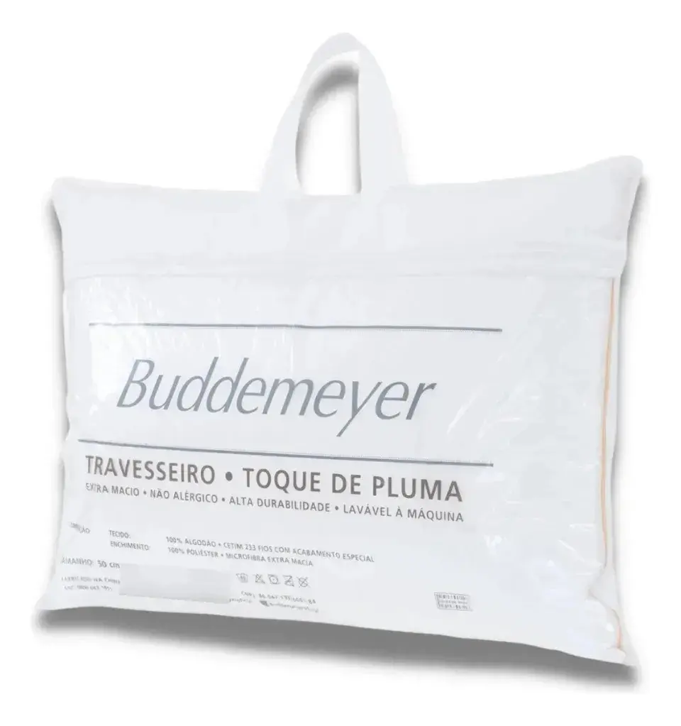 Travesseiro Toque De Pluma Buddemeyer 50x70cm Algodão Branco Suave Macio Conforto