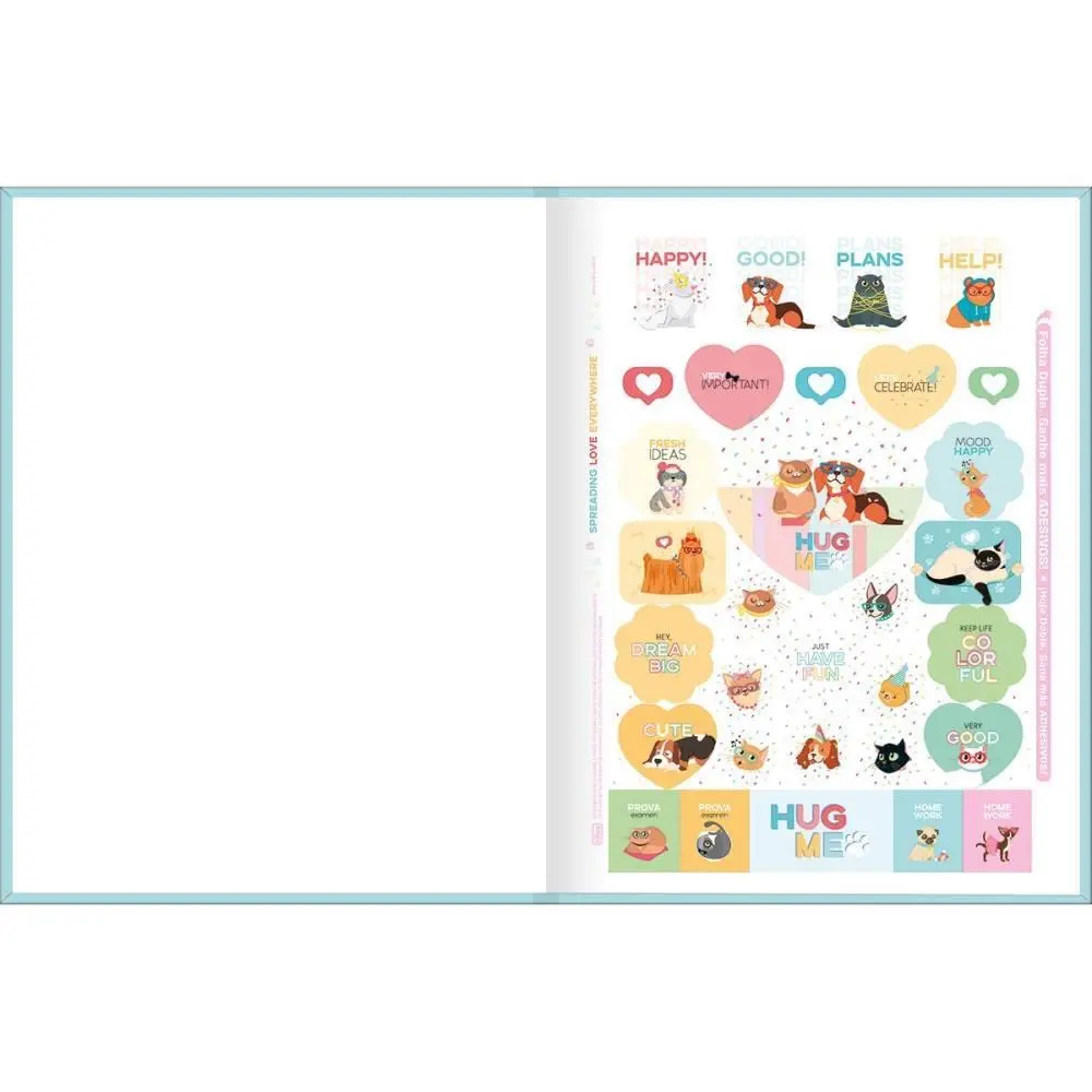 Caderno Brochurão Hug Me, 80 Folhas, Pack com 5 Unidades | Capa Dura