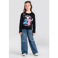 Infantil - Camiseta Brandili Estampa Stitch e Angel Preta - 1