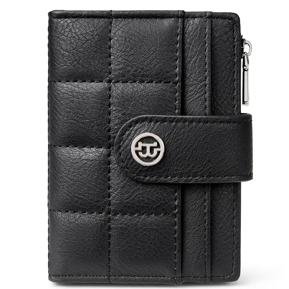 BOSTANTEN Carteira Feminina Porta Cartão Pequena com Bolso para Moedas com Zíper, Couro PU, 6 Slots para Cartões, 1 Janela para ID, Bloqueio RFID, Slim e Elegante - 1