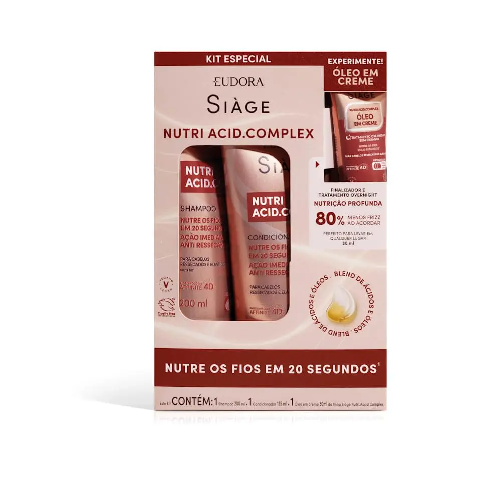 Eudora Siàge Promopack - Kit Nutri Acid.Complex: Shampoo 200ml + Condicionador 125ml + Óleo em Creme 30ml