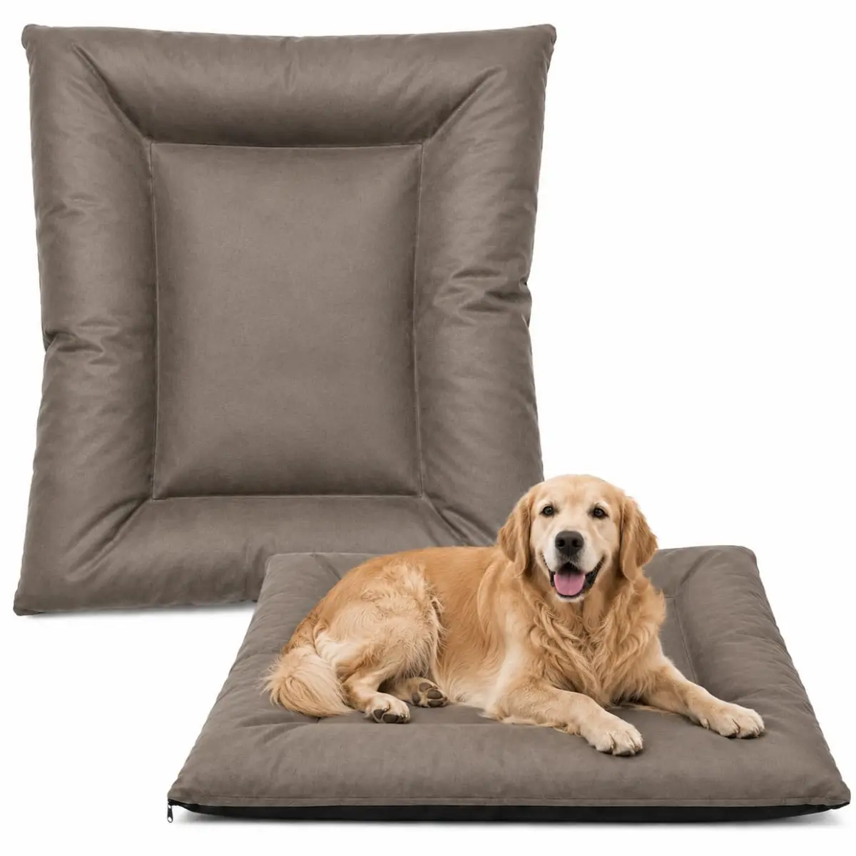 Colchonete Pet Suede Impermeável Lavável Cachorro e Gato BEGE ESCURO MÉDIO | Lavável, Tamanho Médio e Grande, Para Cães e Gatos, Material Suede, Impermeável