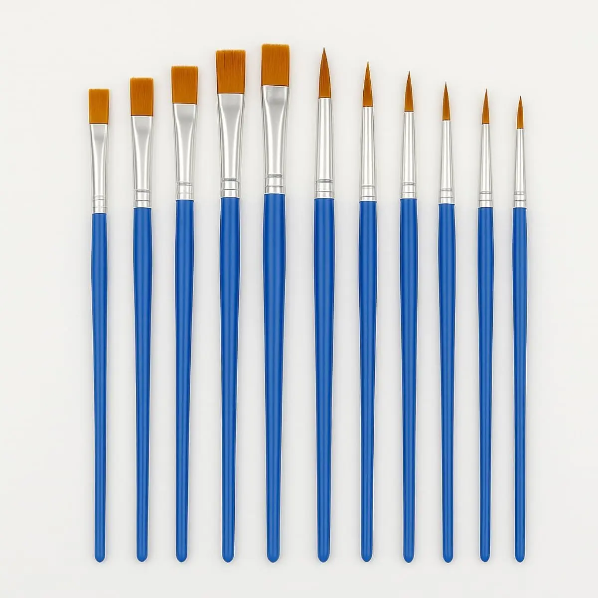 Kit de Pincéis para Pintura 24 Peças Pontas Chatas Finas Redondas para Acrílico Aquarela Artesanato e Trabalhos Manuais (12 Peças)