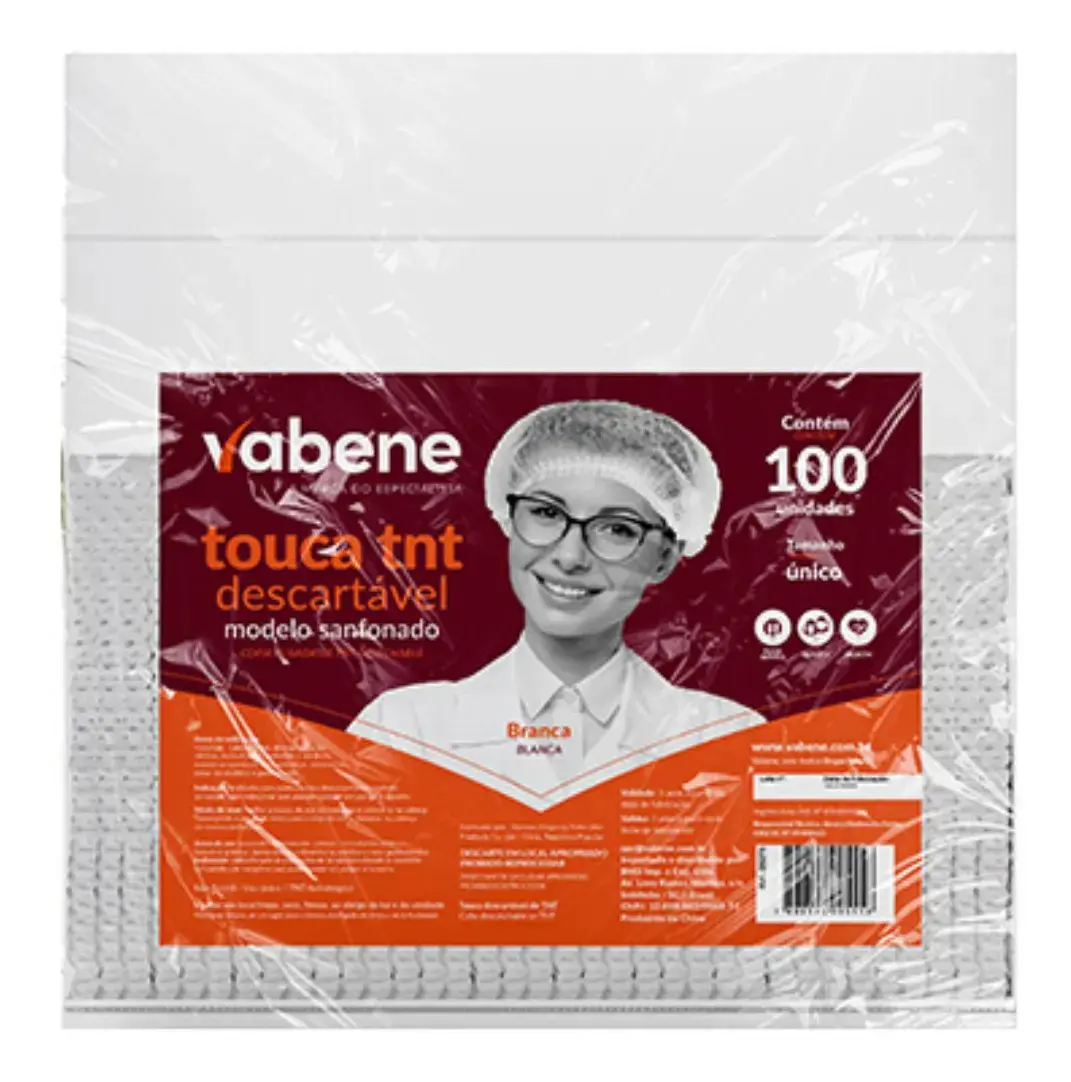 Toucas Descartável De Tnt Vabene Branco Pac. C/100
