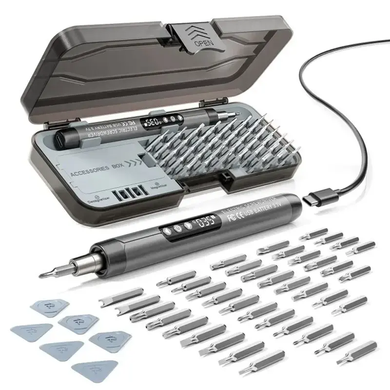 Conjunto de Chaves de Fenda Elétricas de Precisão, Kit de Ferramentas Elétricas Recarregáveis Sem Fio, Mini Bits para Reparo de Celulares e Computadores CRV