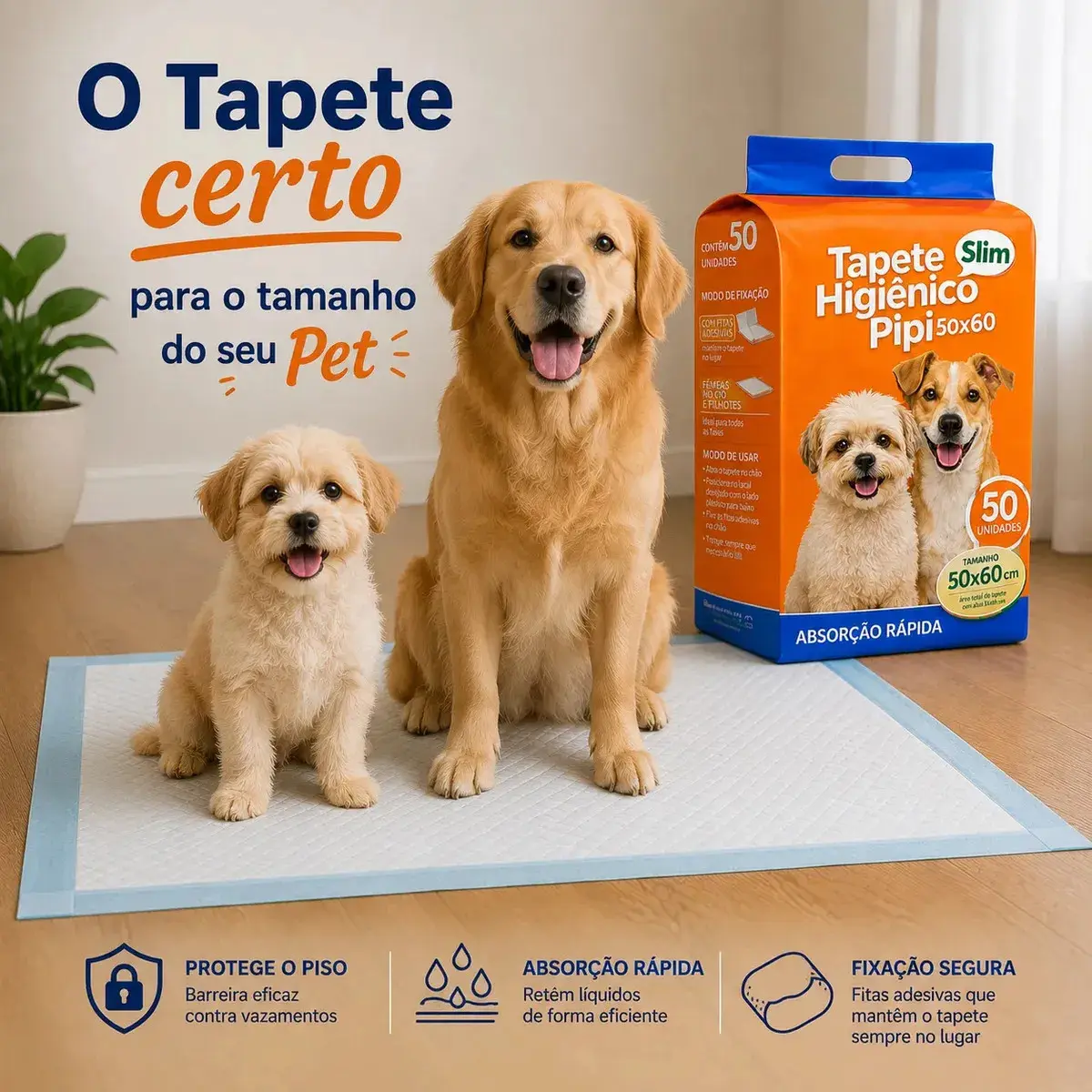 Tapete Higiênico Para Cães Gatos Pets Manta Absorvente 50 Unidades 50x60Cm Branco Fralda Pet Cachorro Camadas De Proteção Bloqueador De Odor Linha Premium Com Camadas De Proteção thumbnail 5