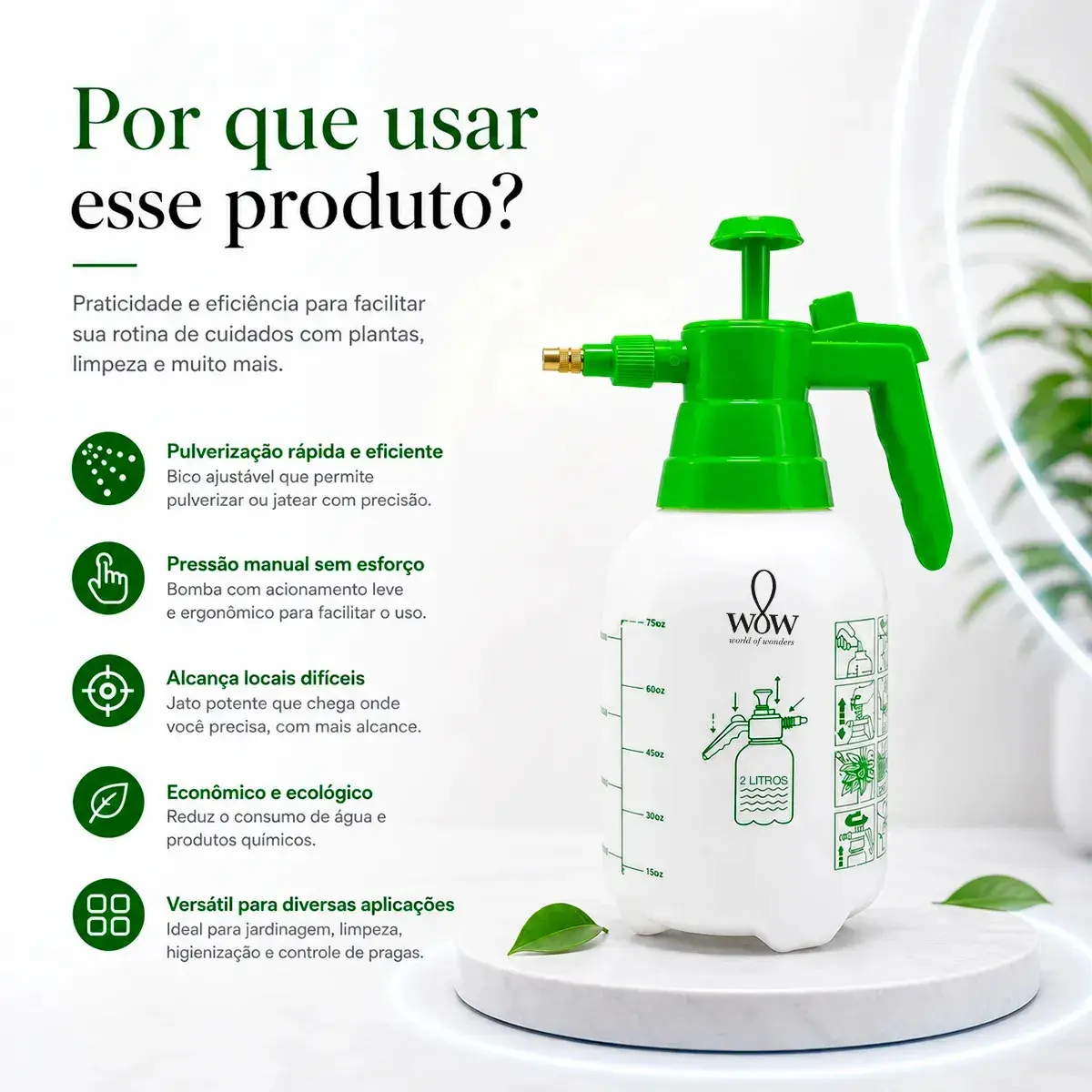 Pulverizador Portátil Borrifador Manual Alta Pressão 2 Litros Wow World Of Wonders thumbnail 3