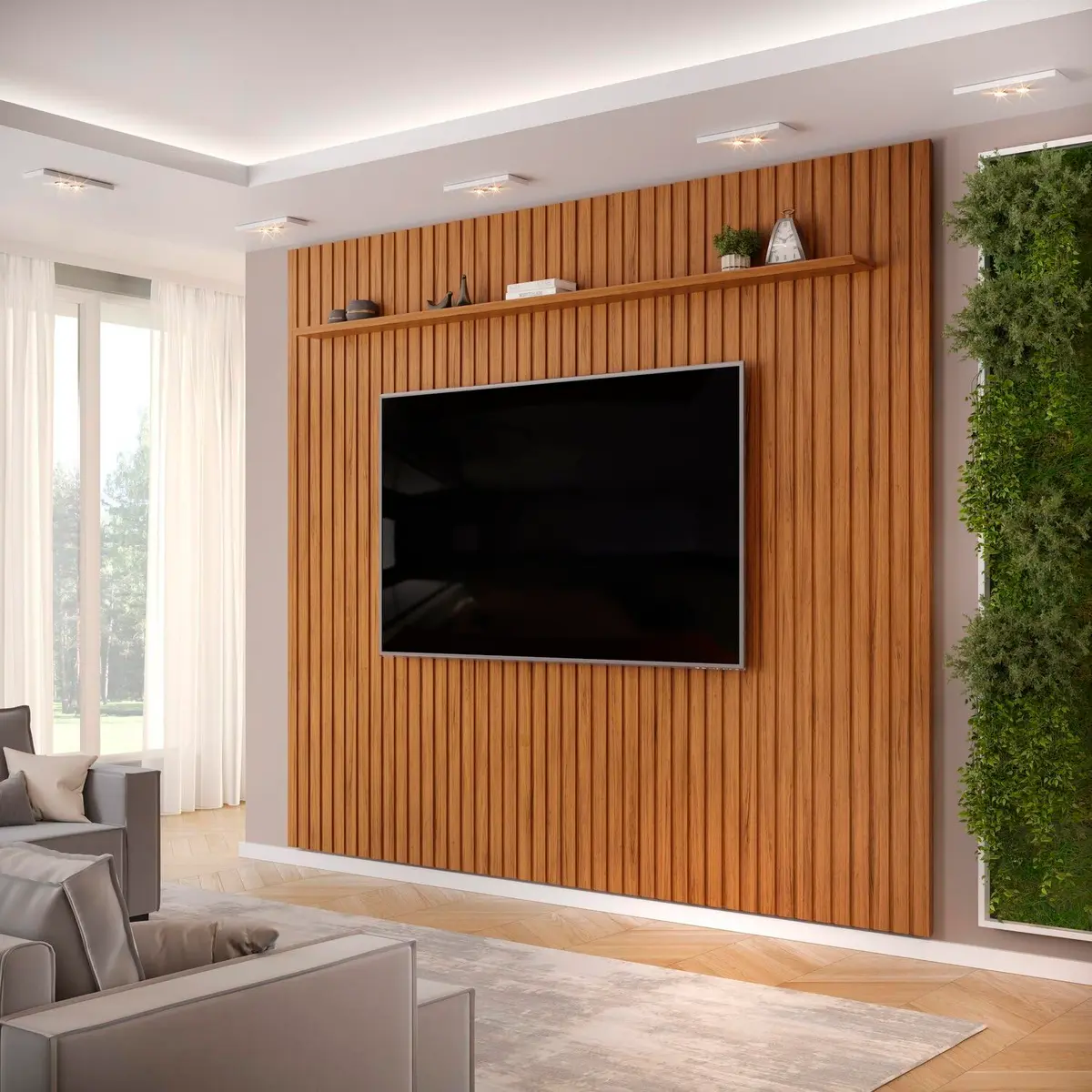 Painel Ripado Trento 275x240cm em Mdf Freijó - 1