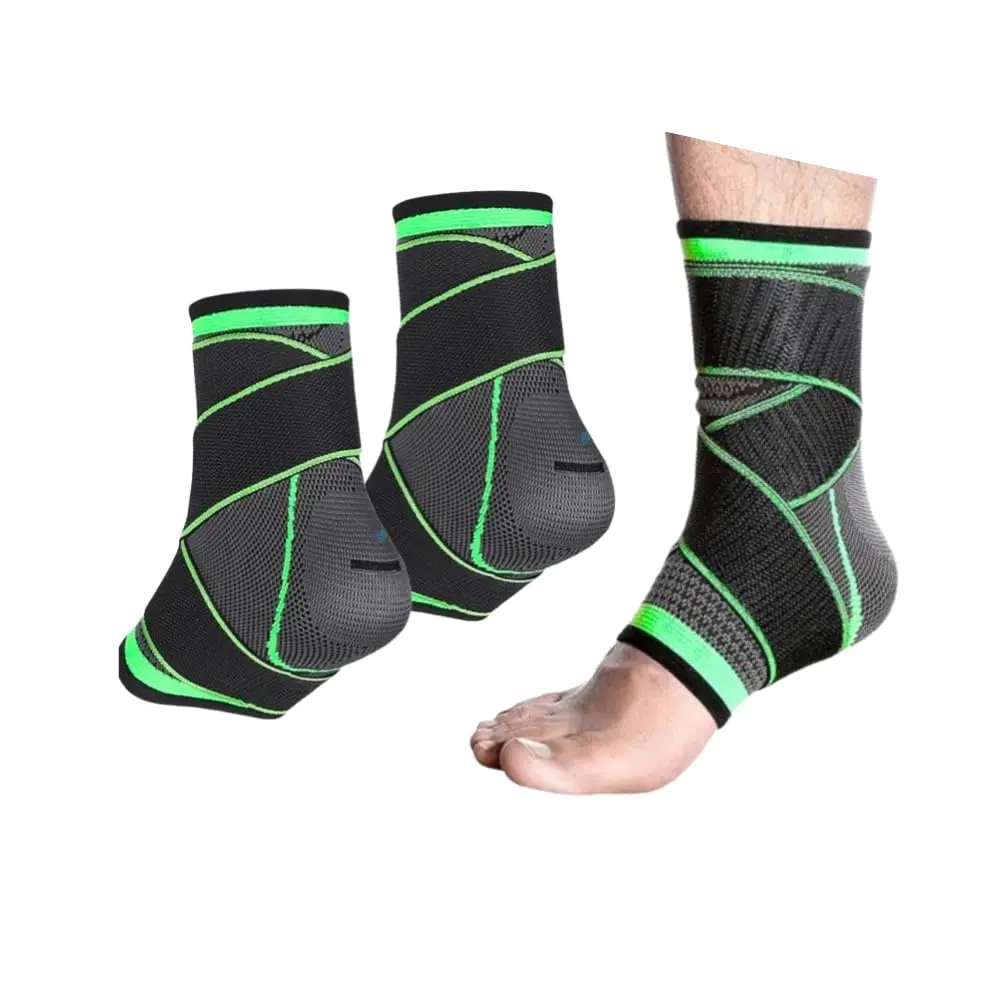 Kit 2 Tornozeleiras Compressão Ajustável Suporte para Tornozelo | Tornozeleiras em Nylon e Elastano e Velcro. Material Respirável Confortável Ideal Para Corrida Academia Caminhada e Esportes