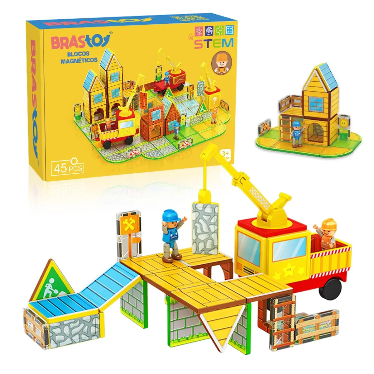 45 Peças Blocos de Montar Magnéticos Construção Brinquedo Educativo Infantil