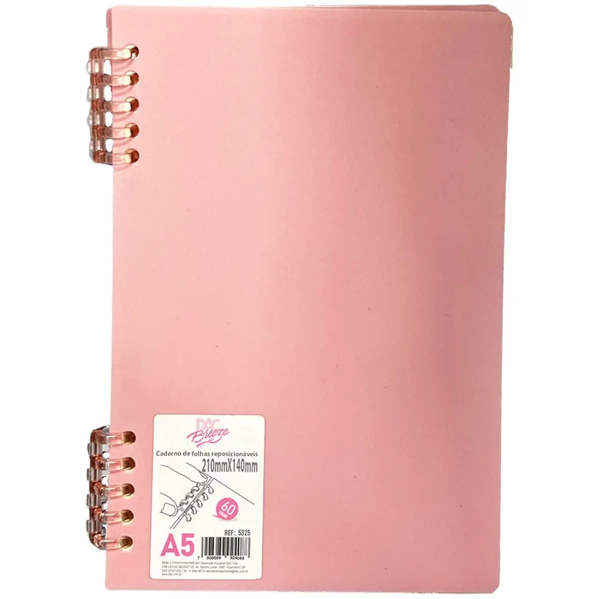 Caderno A5, Dac, Rosa Breeze, 60 Folhas