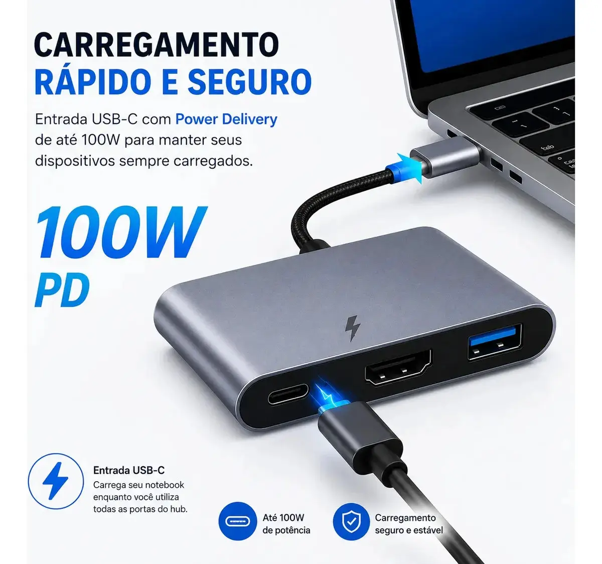 Adaptador Conversor USB-C Para Hdmi 4k 3 Em 1 Ezsias Armarinhos thumbnail 4