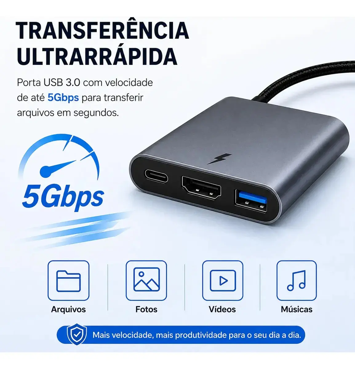 Adaptador Conversor USB-C Para Hdmi 4k 3 Em 1 Ezsias Armarinhos thumbnail 5