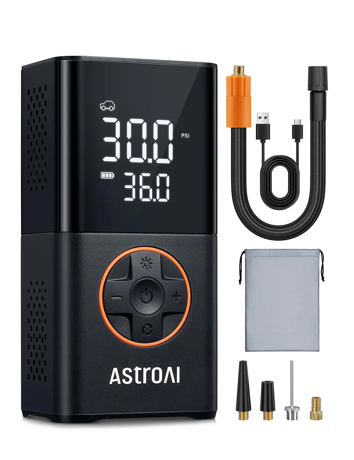 AstroAI Compressor de Ar Portátil Calibrador de Pneus para Carro L7 | Inflador de Pneus, Bomba de Ar para Carro, Bomba de Ar Automática de 150 PSI 12 V com Medidor Digital