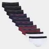 【Tam.: P】Kit Cueca Slip Mash Cotton Elástico 10 Peças - Preto+Vinho - 1