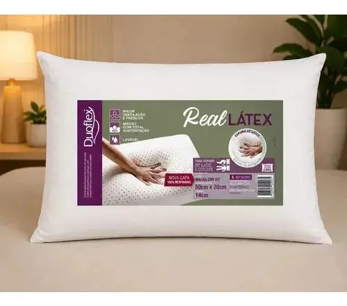 Travesseiro Real Látex Natural 48x68cm Antiácaro Duoflex Cor Branco