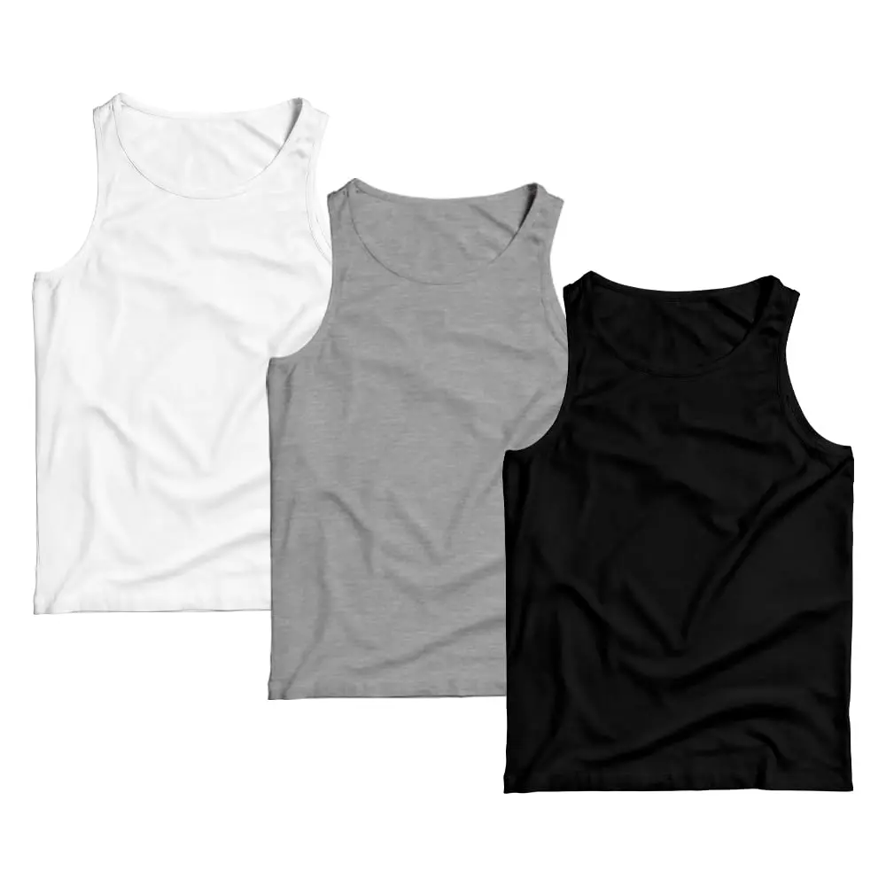 Kit 3 Regatas Masculina Camiseta Lisa Premium Algodão Camisa