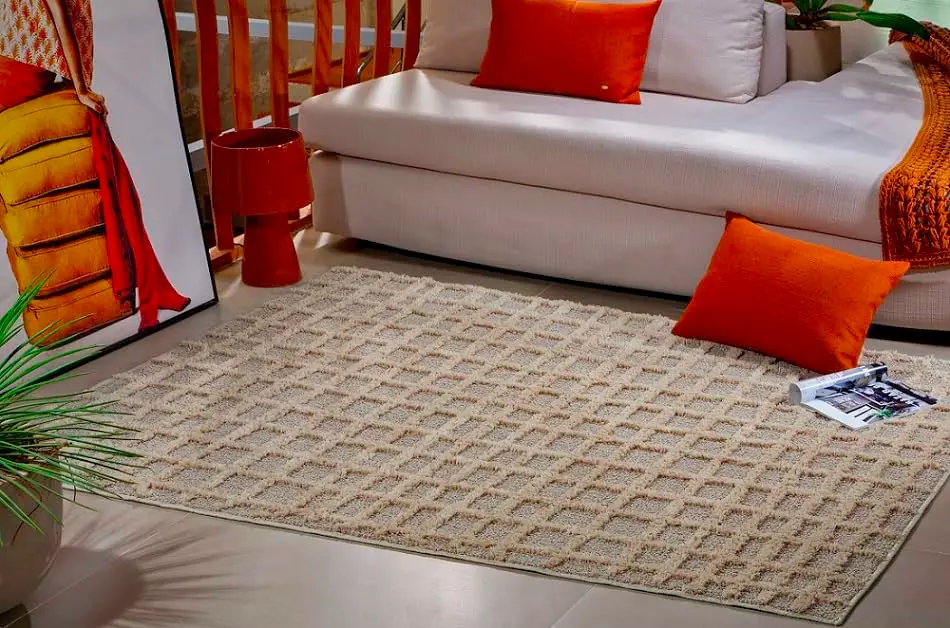 Tapete Sala, Quarto, Escritório 3D Pelo em Shagy Alto Relevo, Antiderrapante Base Emborrada Jazz (Quadrado Perola/Cinza, 2,00m, x 1,50m)
