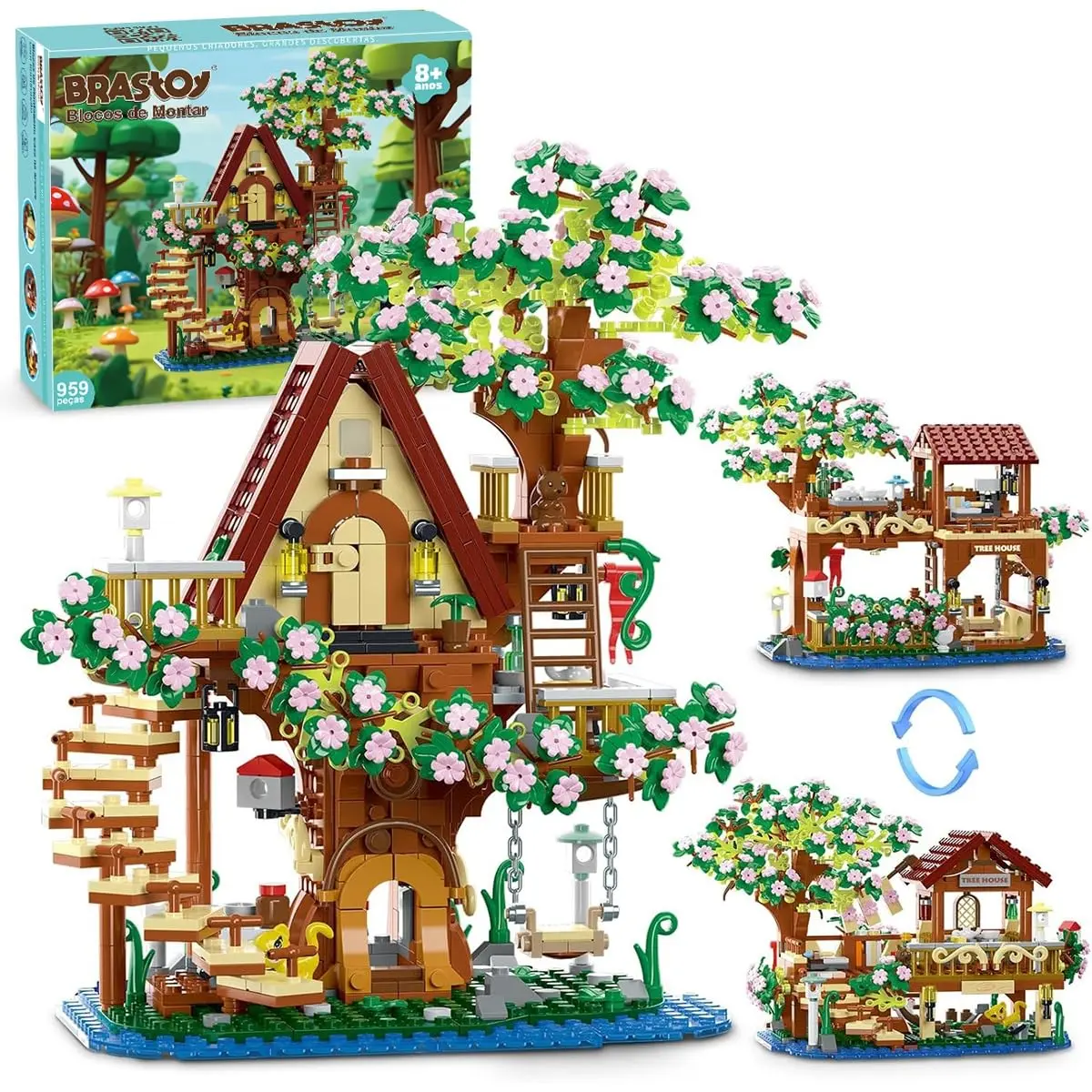 Blocos de Montar Construção Casa na Árvore Brinquedos Infantil (959 Peças)