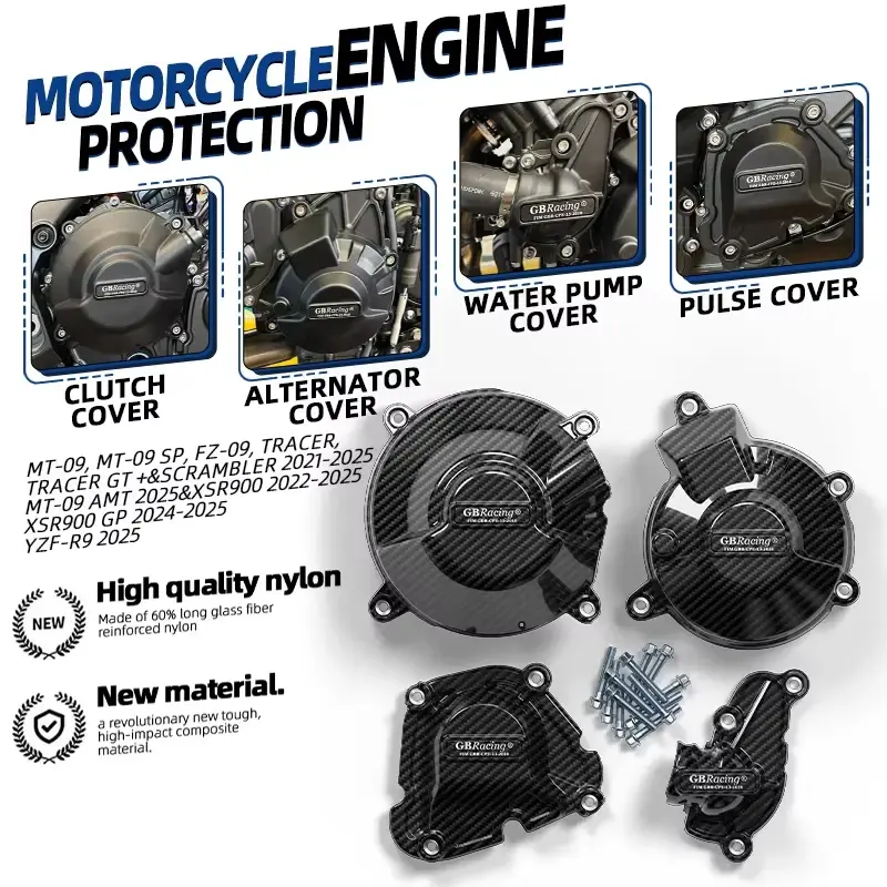 Para YZF-R9 & MT-09 ATM 2025, MT-09/SP, FZ-09, Tracer/GT + & Scrambler 2021-2025: Tampa da Bomba de Água, Embreagem de Pulso e Alternador