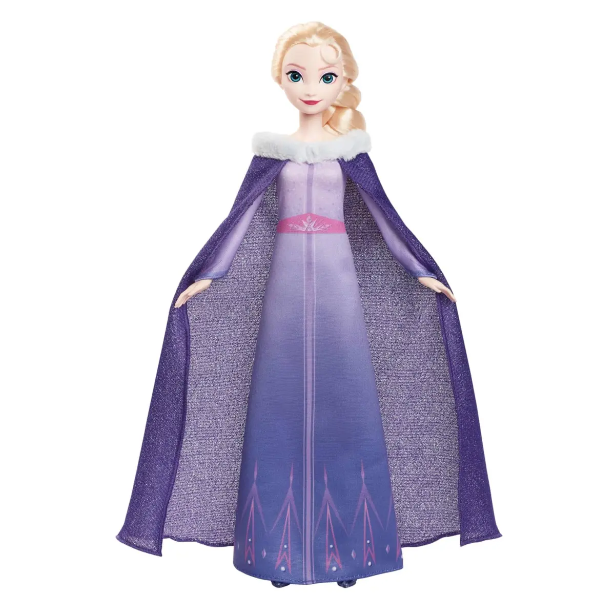 Boneca Elsa Frozen Disney Vestido de Baile Real Mattel. Visual festivo com capa removível e detalhes brilhantes. Ideal para crianças a partir dos 3 anos.