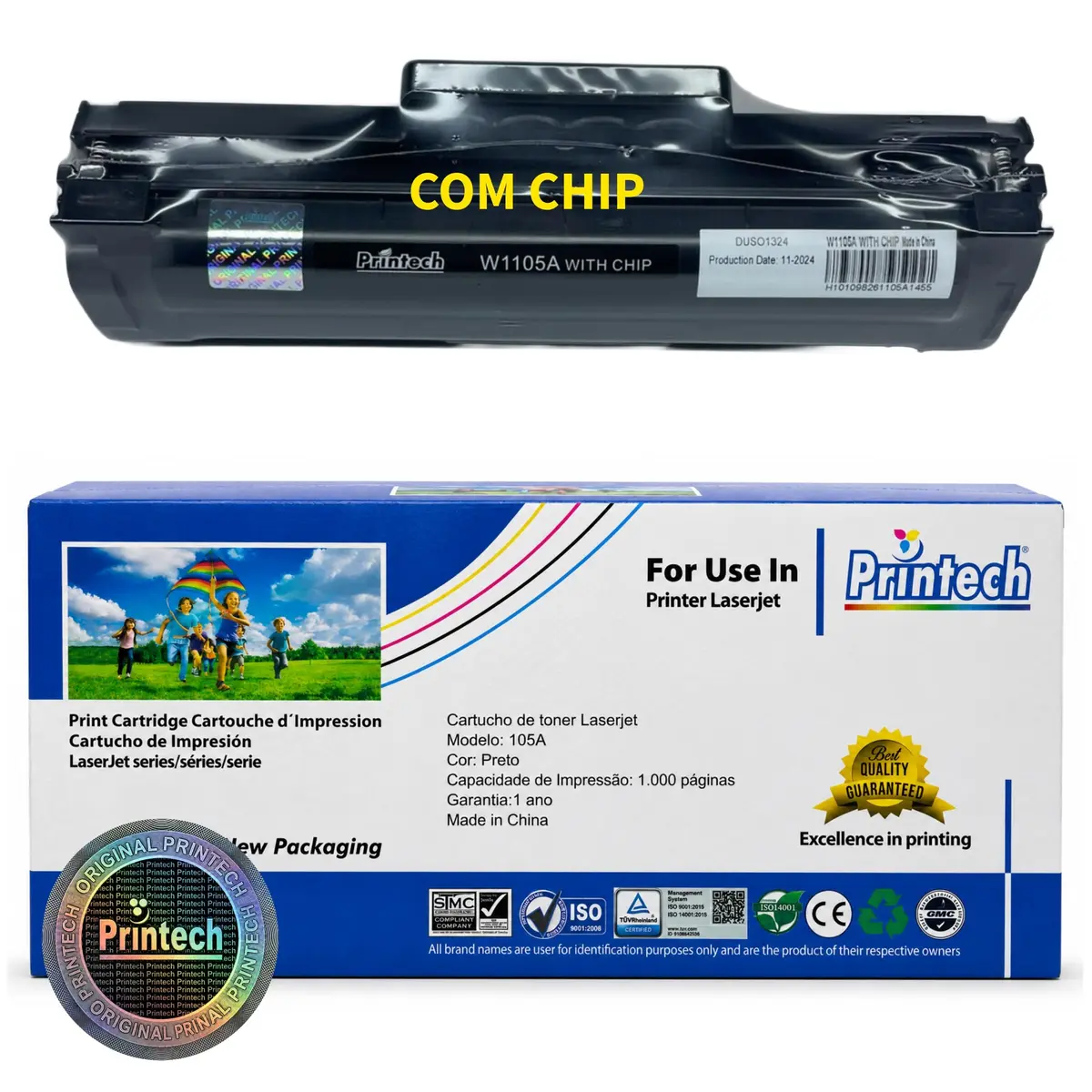 Toner Compatível 105A W1105A Printech 100% NOVO para HP 107w, 107a, 135a, 135w, 137fnw