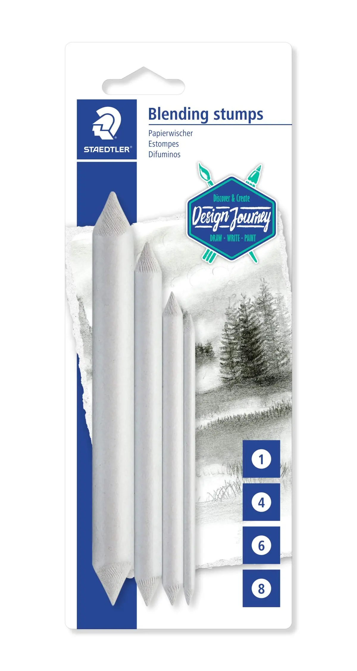 STAEDTLER Mars papel Manchas conjunto, Branco, 5426-S BK4ST | Ferramentas de artista para misturar grafite, carvão, pastéis, giz e sombreamento