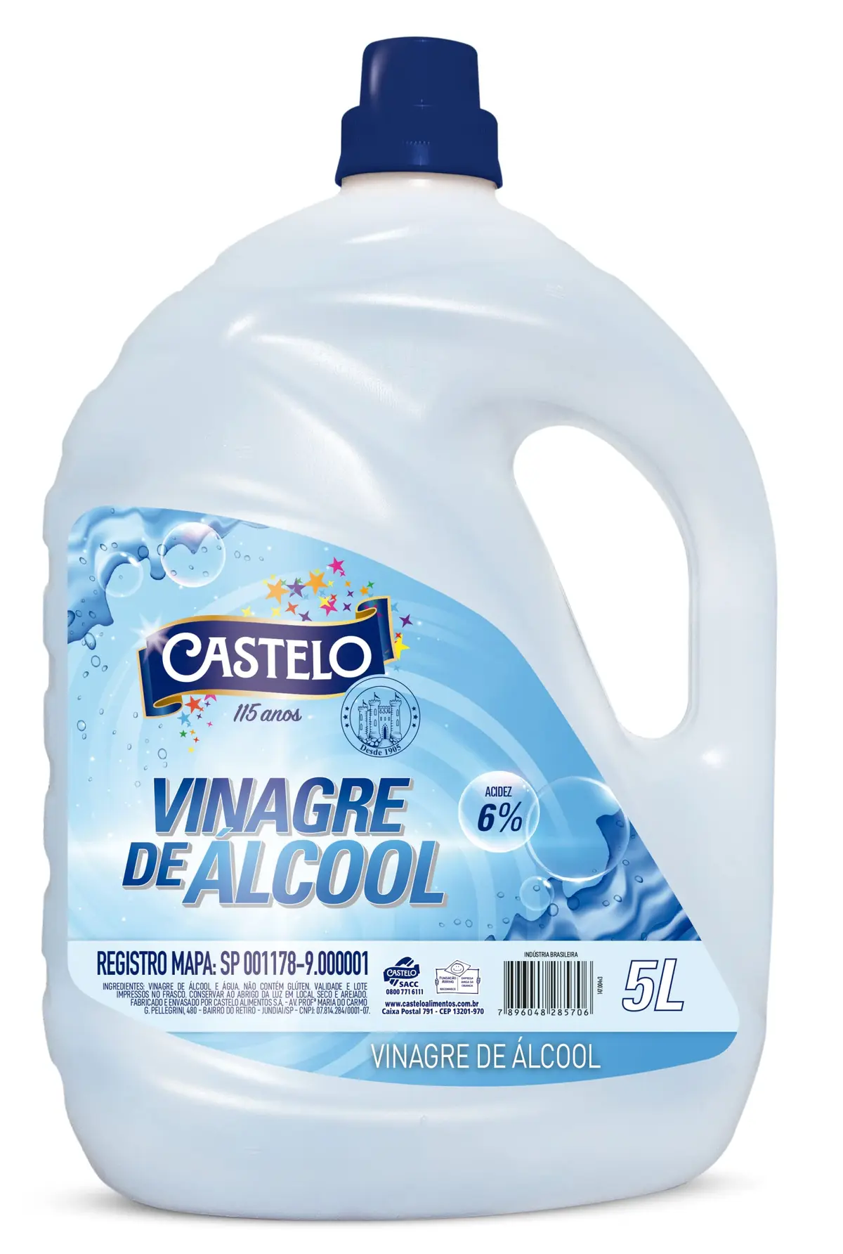 Vinagre de Álcool Concentrado 6% Castelo 5l - 1